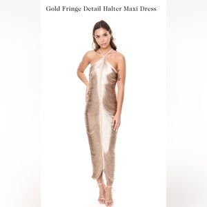 BNWT Rare London Gold Fringe Dress US Size 10